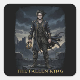 Der gefallene König Gothic Dark Fantasy Design Quadratischer Aufkleber