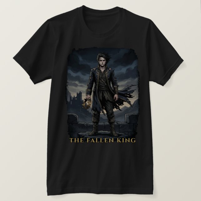 Der gefallene König Gothic Dark Fantasy Design T-Shirt (Design vorne)
