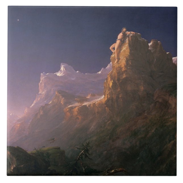 Der gefesselte Prometheus (von Thomas Cole) Fliese (Vorderseite)