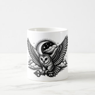 Der geheime Schlüssel der Eule - gothische Gravur Kaffeetasse