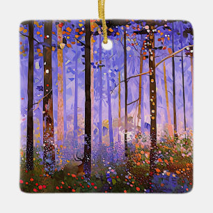 Der Geheime Weg des Hirsches - weite Waldlandschaf Keramikornament