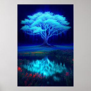 Der geheimnisvolle Blaue Baum am See Poster