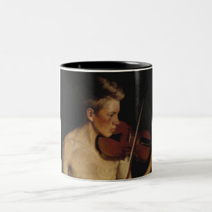 Der Geiger (männlicher Musiker) (von Pekka Halonen Zweifarbige Tasse