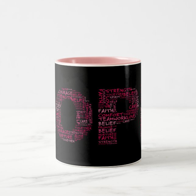 Der Geist der Hoffnung (rosa Text) Zweifarbige Tasse (Mittel)