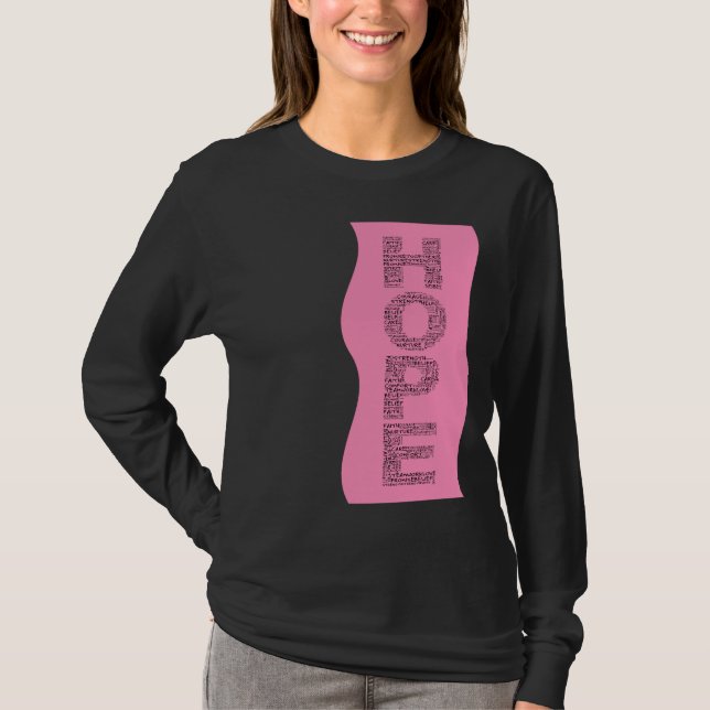 Der Geist der Hoffnung (schwarzer Text auf Rosa) T-Shirt (Vorderseite)