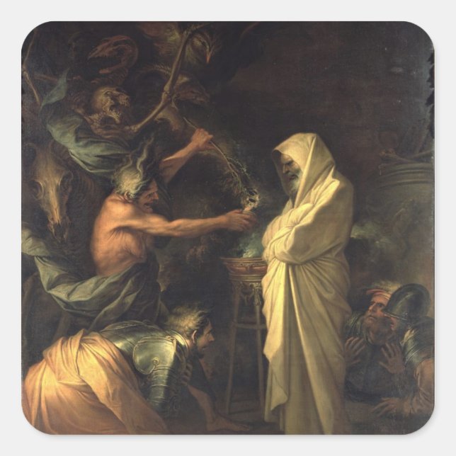 Der Geist Samuels erscheint Saul auf der Hölle Quadratischer Aufkleber (Vorderseite)