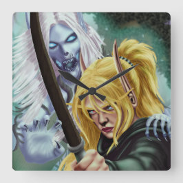 Der Geist und der Körper Quadratische Wanduhr