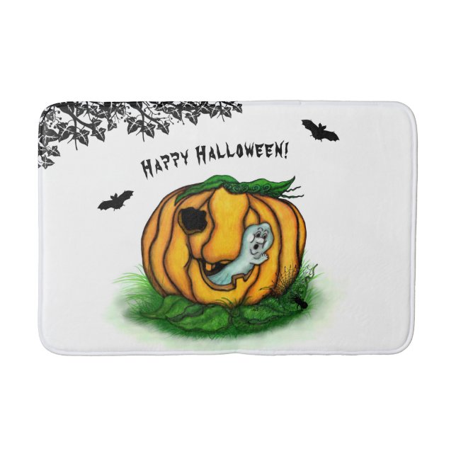 Der Geist von Halloween , Bat , Geist und Spider Badematte (Vorderseite)