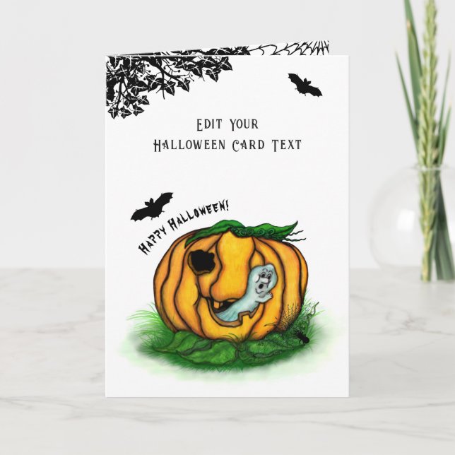 Der Geist von Halloween , Bat , Geist und Spider Dankeskarte (Vorderseite)
