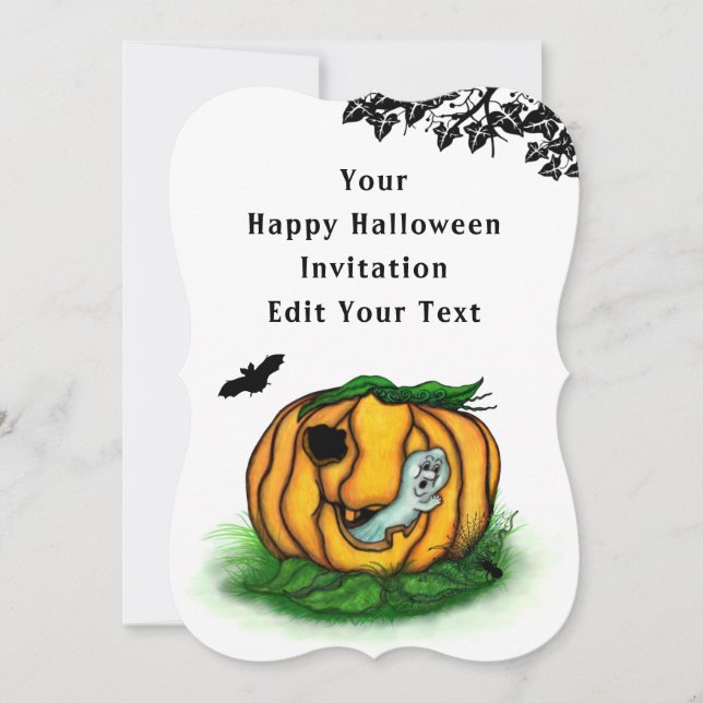 Der Geist von Halloween , Bat , Geist und Spider Einladung (Vorderseite)