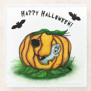 Der Geist von Halloween , Bat , Geist und Spider Glasuntersetzer