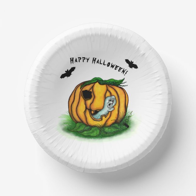 Der Geist von Halloween , Bat , Geist und Spider Pappteller (Vorderseite)