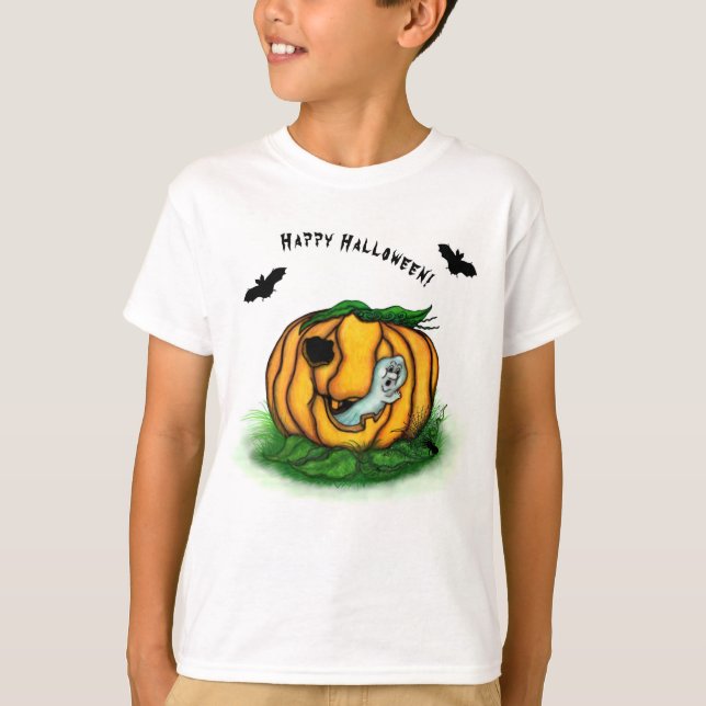 Der Geist von Halloween , Bat , Geist und Spider T-Shirt (Vorderseite)