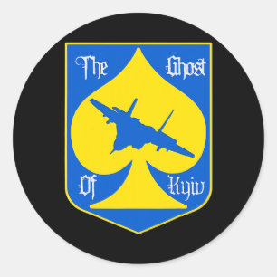 Der Geist von Kiew Kiew Ukraine Kampfpilot Runder Aufkleber