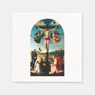 Der gekreuzigte Christus mit der Jungfrau Maria Serviette