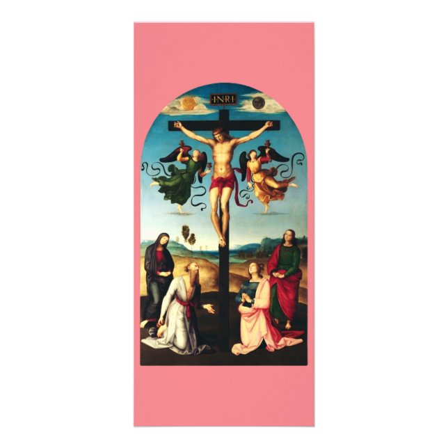 Der gekreuzigte Christus mit der Jungfrau Mary Werbekarte (Vorne)