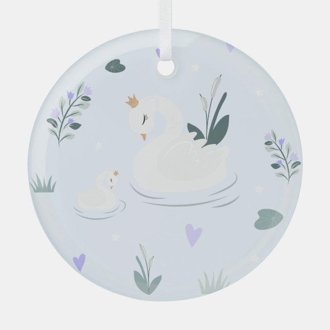 Der gekrönte Schwan Ornament Aus Glas (Vorderseite)