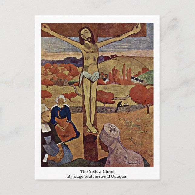 Der gelbe Christus von Eugene Henri Paul Gauguin Postkarte (Vorderseite)
