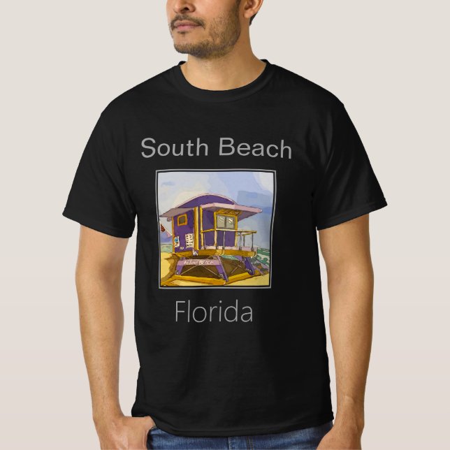 Der gelbe und lila Badeturm von South Beach T-Shirt (Vorderseite)