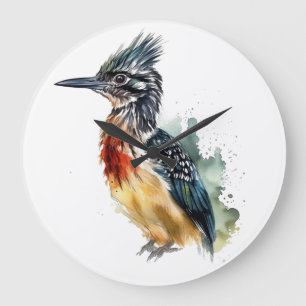 Der gemalte Läufer, Watercolor Roadrunner Große Wanduhr