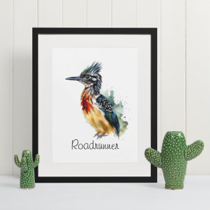 Der gemalte Läufer, Watercolor Roadrunner individu Poster