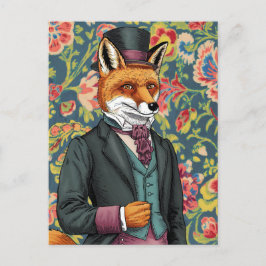 Der Gentleman Fox Blue Lila Anzug Postkarte