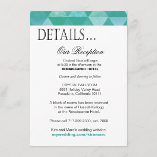 Der geometrische Dreieck-Empfang führt aquamarines Einladung