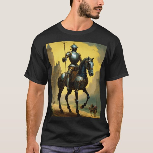 Der gepanzerte Ritter in einem goldenen Licht Maje T-Shirt (Vorderseite)