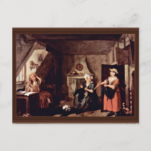 Der gequälte Dichter von Hogarth, William Postkarte (Vorderseite)