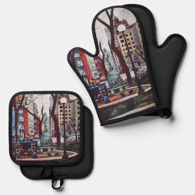 Der Geruch des Gewerkschaft Square Ofenhandschuh & Topflappen-Set (Vorderseite/Rückseite)