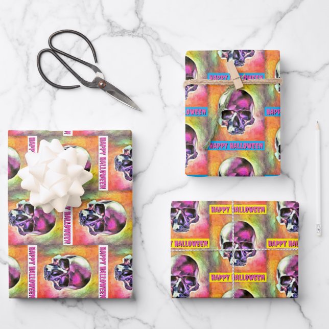 Der gestrichene Schädel. Gestalted Geschenkpapier Set (Vorderseite)