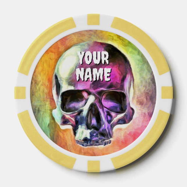 Der gestrichene Schädel. Personalisiert Pokerchips (Vorderseite)