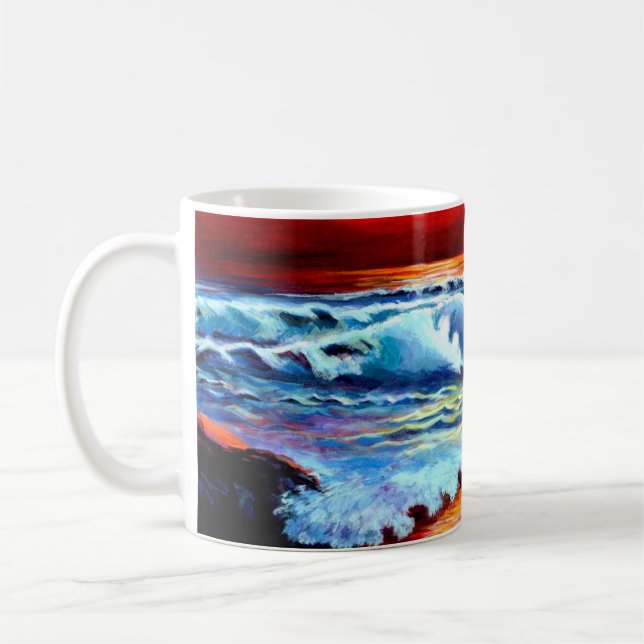 Der gestrichene Strand Sonnenuntergang Riesenkaffe Kaffeetasse (Links)