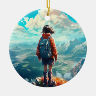 Der Gipfel in ihrem Soul   Anime Hiker Girl Keramik Ornament