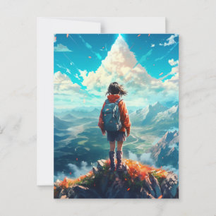 Der Gipfel in ihrem Soul Anime Hiker Girl Postkarte