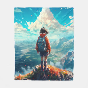 Der Gipfel in ihrer Seele Anime Hiker Girl Fleecedecke
