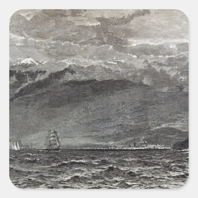 Der Gipfel von Teneriffa, Sante Cruz Quadratischer Aufkleber (Vorderseite)