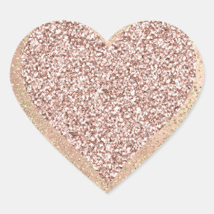 Der Girly GoldRosen-Glitzer erröten Lux-Herz Herz-Aufkleber