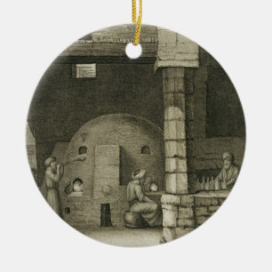 Der Glasflaschen-Hersteller, den Künsten von des Keramikornament