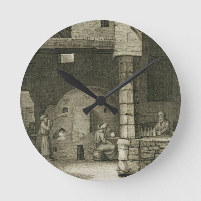 Der Glasflaschen-Hersteller, den Künsten von des Runde Wanduhr (Vorderseite)