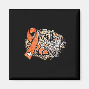Der Glaube an die Angst Leopard Orange Ribbon Leuk Magnet