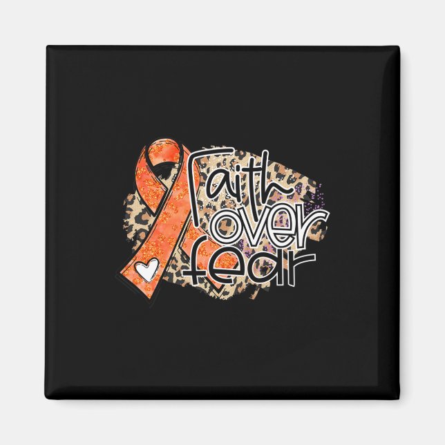 Der Glaube an die Angst Leopard Orange Ribbon Leuk Magnet (Vorne)