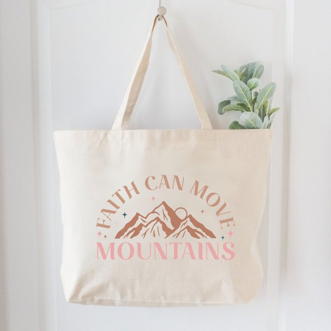 Der Glaube kann Gebirge bewegen Christliches Fraue Jumbo Stoffbeutel (Faith Can Move Mountains Christian Women Faith Large Tote Bag)