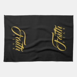 Der Glaube über Angst Gold und Schwarz Geschirrtuch