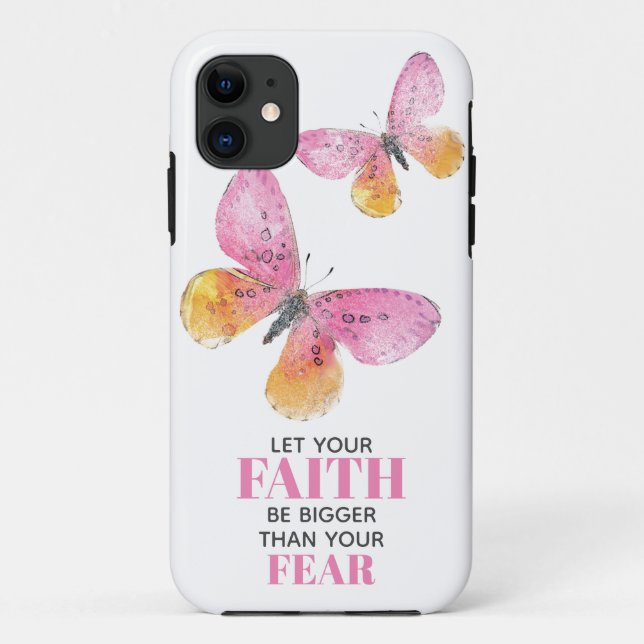 Der Glaube über die Angst rosa Schmetterlinge Tele Case-Mate iPhone Hülle (Rückseite)