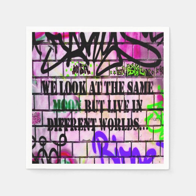 Der gleiche Mond verschiedene Welten farbenfrohe G Serviette (Vorderseite)