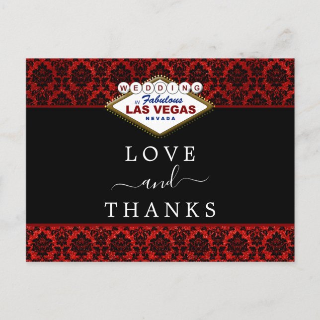 Der Glitzer Damask Las Vegas Wedding Collection Ankündigungspostkarte (Vorderseite)