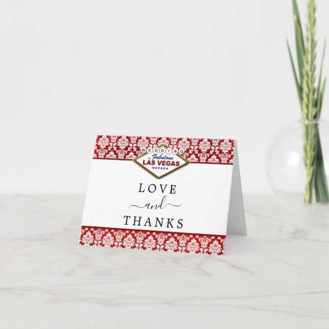 Der Glitzer Damask Las Vegas Wedding Collection Dankeskarte (Vorderseite)