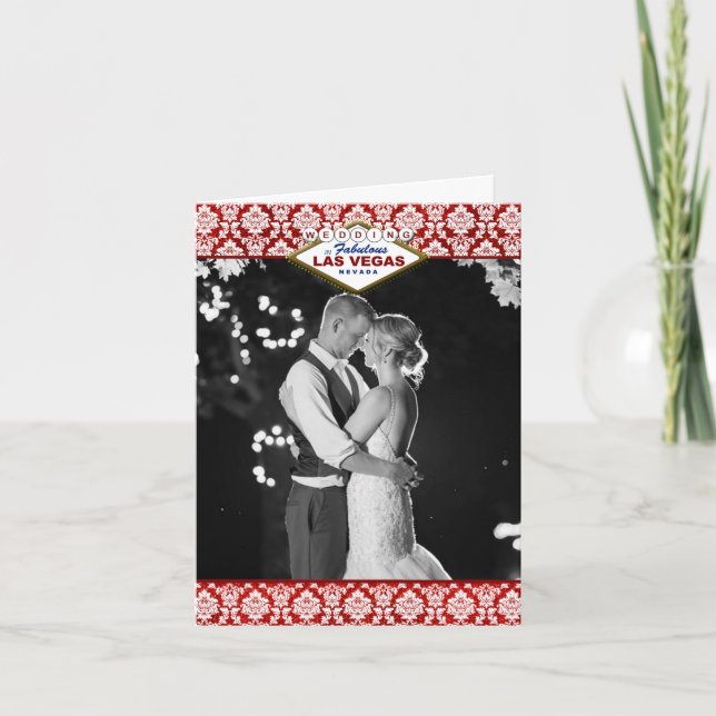 Der Glitzer Damask Las Vegas Wedding Collection Dankeskarte (Vorderseite)