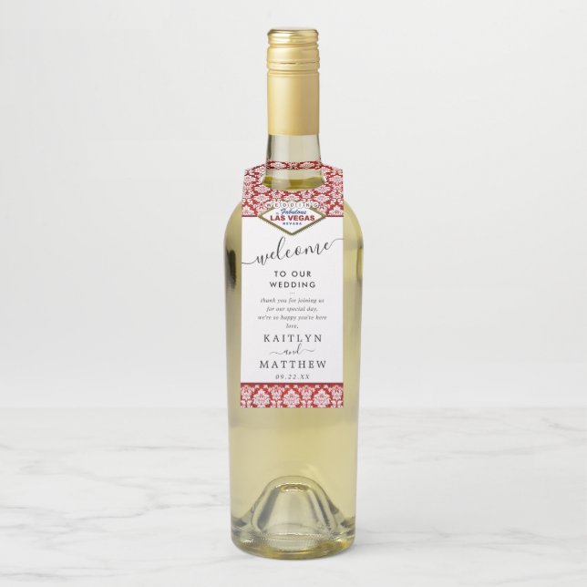 Der Glitzer Damask Las Vegas Wedding Collection Flaschenanhänger (Auf Flasche)